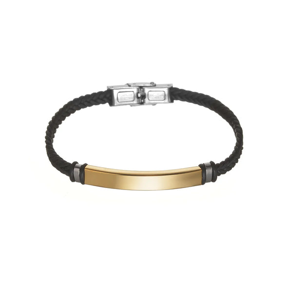 Retro Geometric 304 Stainless Steel Pu Leather Plating Women'S Bracelets Men Cord & Leather Bracelets