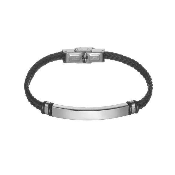 Retro Geometric 304 Stainless Steel Pu Leather Plating Women'S Bracelets Men Cord & Leather Bracelets