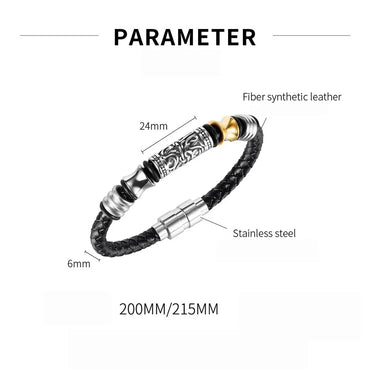 Retro Geometric 304 Stainless Steel Pu Leather Polishing Men'S Bracelets