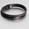 Retro Geometric 316L Stainless Steel  Leather Men'S Wristband Men Cord & Leather Bracelets