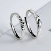 Retro Geometric Adjustable Couple Ring In S925 Sterling Silver With Brushed Finish Opening Band Jewelry