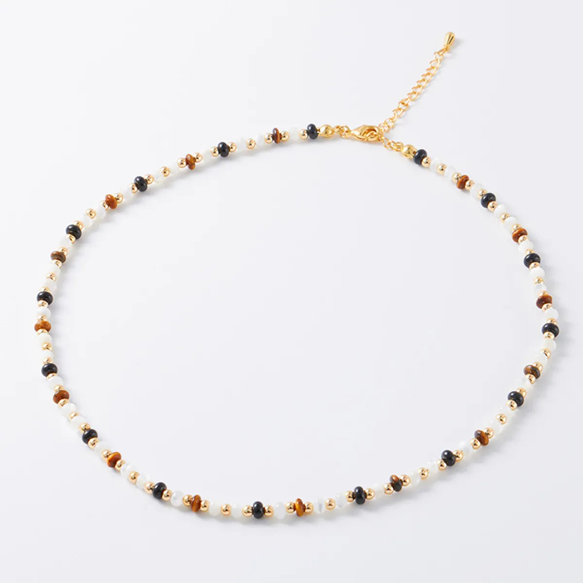 Retro Geometric Agate Tiger Eye Plating 18k Gold Plated Necklace