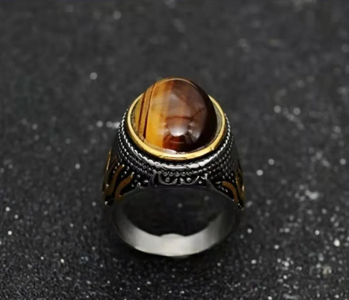 Retro Geometric Alloy Artificial Gemstones Men's Rings