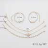Retro Geometric Alloy Elephant Crown Letter Bead Chain Bracelet Set Electroplated Fashion Jewelry For Women