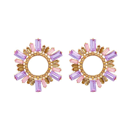 Retro Geometric Alloy Glass Women'S Earrings 1 Pair