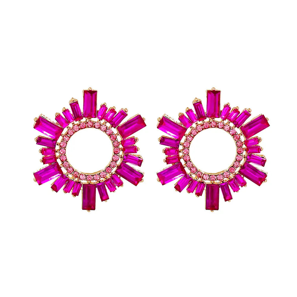 Retro Geometric Alloy Glass Women'S Earrings 1 Pair