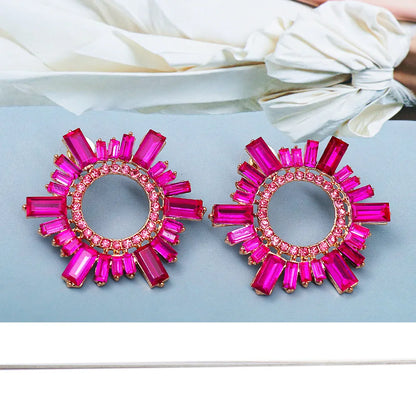 Retro Geometric Alloy Glass Women'S Earrings 1 Pair