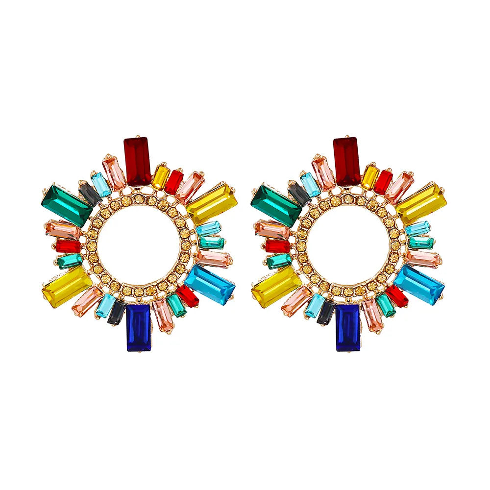 Retro Geometric Alloy Glass Women'S Earrings 1 Pair