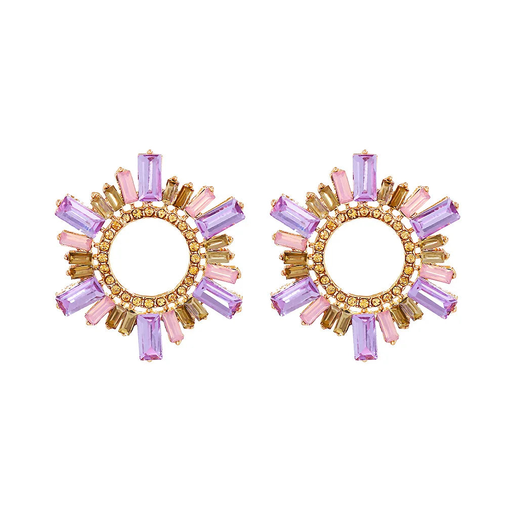 Retro Geometric Alloy Glass Women'S Earrings 1 Pair