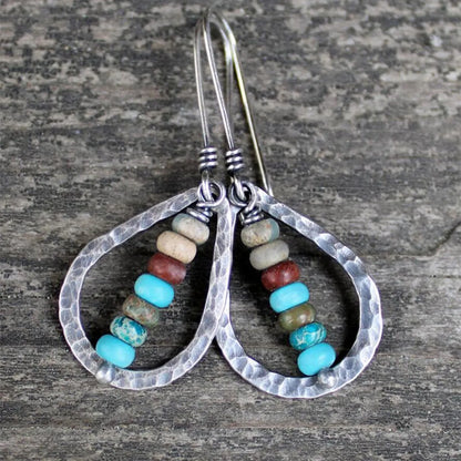 Retro Geometric Alloy Inlay Turquoise Women's Drop Earrings