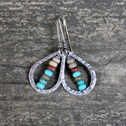 Retro Geometric Alloy Inlay Turquoise Women's Drop Earrings