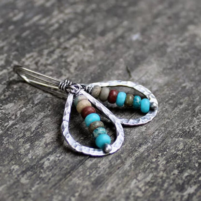 Retro Geometric Alloy Inlay Turquoise Women's Drop Earrings