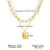 Retro Geometric Alloy Oval Pendant Double Layer Necklace For Women Electroplated O Chain Fashion Jewelry