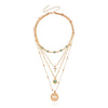 Retro Geometric Alloy Plating Inlay Turquoise Women'S Layered Necklaces