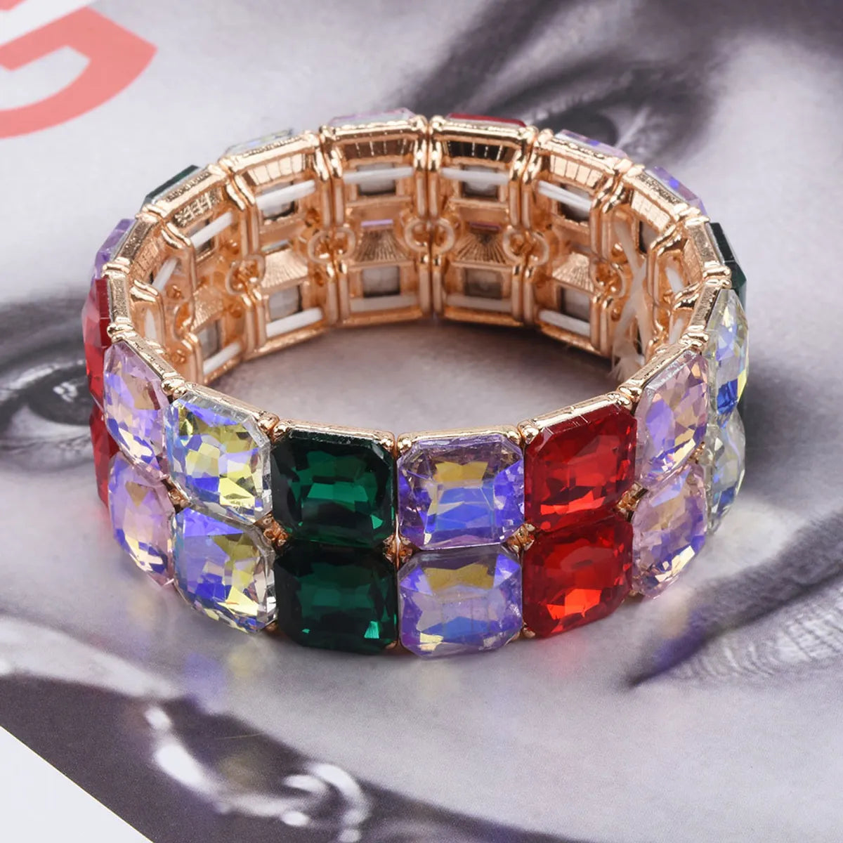 Retro Geometric Alloy Plating Inlay Zircon Women's Bracelets