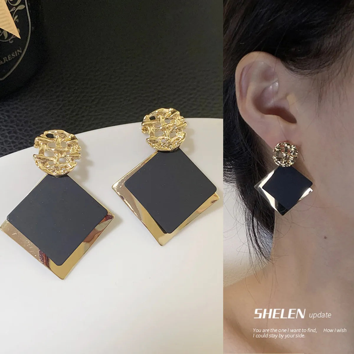 Retro Geometric Alloy Plating Rhinestones Women'S Earrings 1 Pair