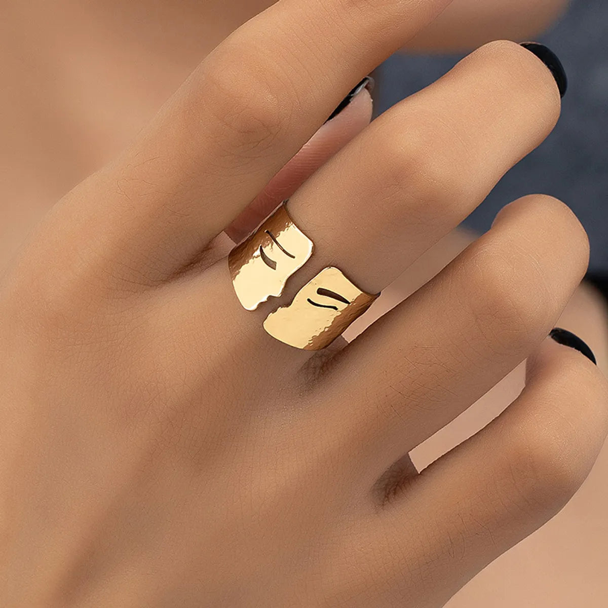 Retro Geometric Alloy Plating Women'S Open Rings