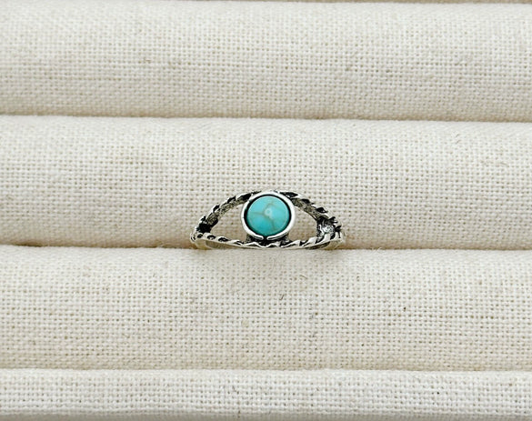 Retro Geometric Alloy Ring Set With Turquoise Inlays Carved Patterns And Polished Electroplated Finish For Unisex Fashion Accessories