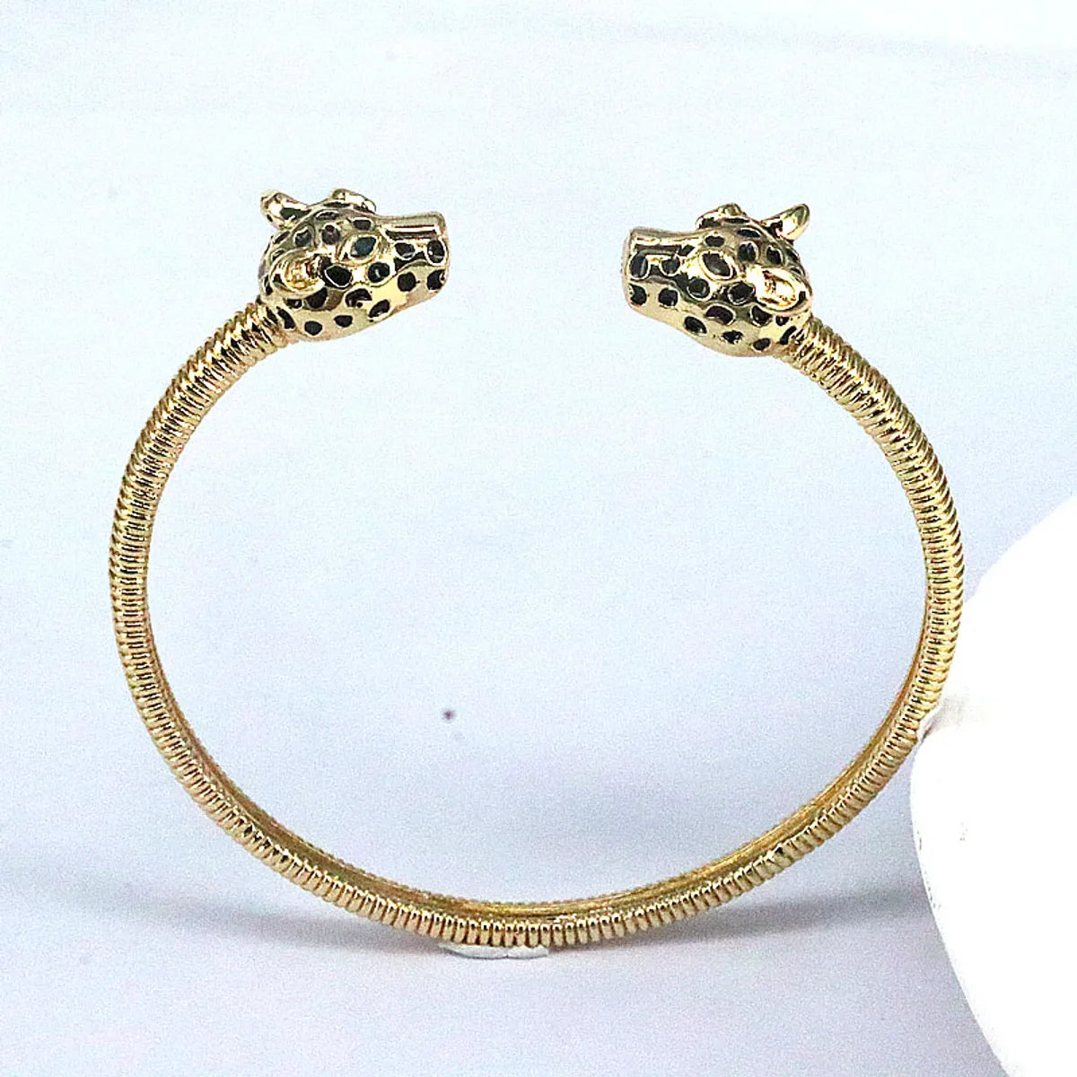 Retro Geometric Animal Leopard Copper Gold Plated Zircon Bangle 1 Piece