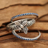 Retro Geometric Bee Shaped Ring With Sapphire Blue Diamond Detail Electroplated Alloy Jewelry For Women And Men