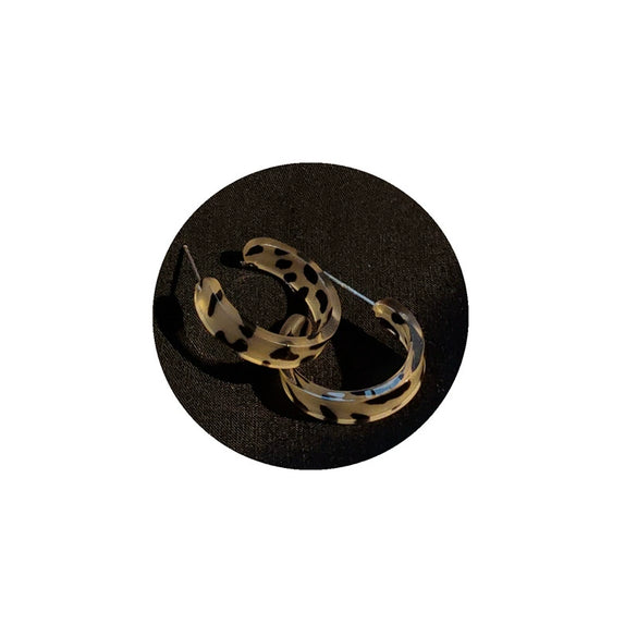 Retro Geometric C Shape Leopard Print Acrylic Earrings For Women Electroplated Fashion Elegant Statement Earrings