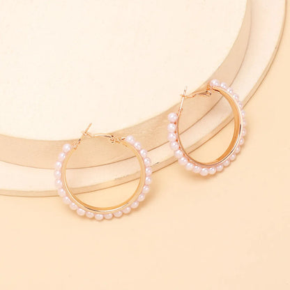 Retro Geometric C-shaped Pearl Earrings Wholesale Gooddiy