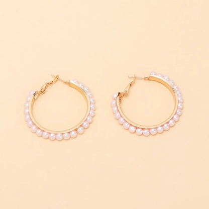 Retro Geometric C-shaped Pearl Earrings Wholesale Gooddiy