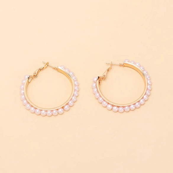 Retro Geometric C-shaped Pearl Earrings Wholesale Gooddiy