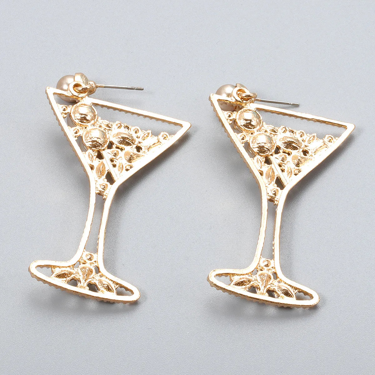 Retro Geometric Champagne Glasses Earrings