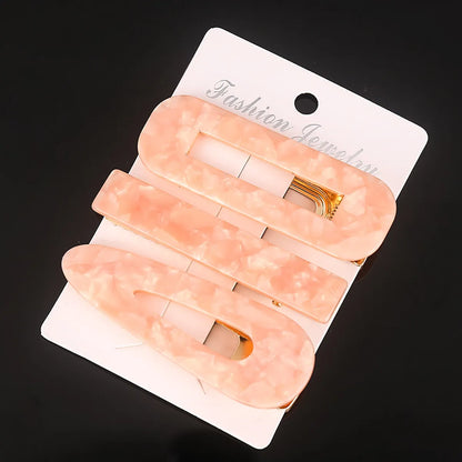 Retro Geometric Color Block Acetic Acid Sheets Hair Clip 3 Piece Set