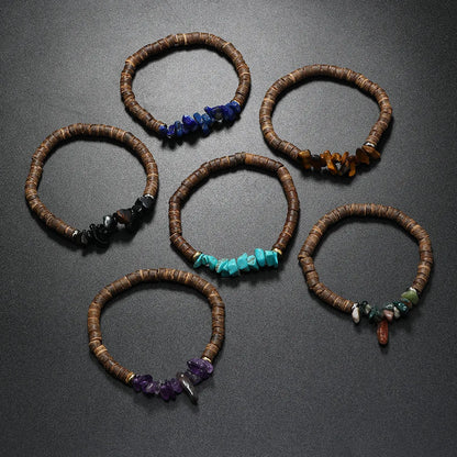 Retro Geometric Color Block Natural Stone Bracelets In Bulk