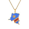 Retro Geometric Congo Map Pendant Necklace In Stainless Steel And Titanium Steel With Electroplated Water Wave Chain For Men And Women