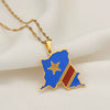 Retro Geometric Congo Map Pendant Necklace In Stainless Steel And Titanium Steel With Electroplated Water Wave Chain For Men And Women