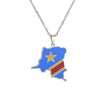 Retro Geometric Congo Map Pendant Necklace In Stainless Steel And Titanium Steel With Electroplated Water Wave Chain For Men And Women