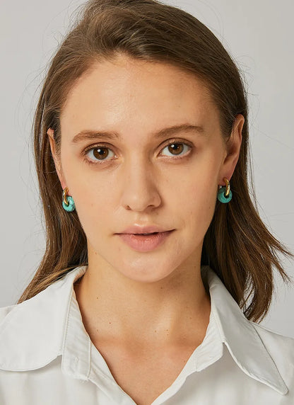 Retro Geometric Copper Earrings Plating Turquoise Copper Earrings