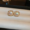 Retro Geometric Copper Inlay Artificial Pearls Zircon Ear Studs 1 Pair