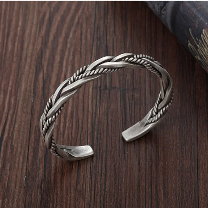 Retro Geometric Copper Plating Silver Plated Men'S Cuff Bracelets