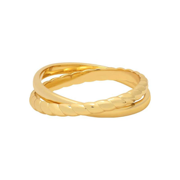 Retro Geometric Cross Plain Copper Ring For Women Electroplated Fashion Jewelry With Minimalist High End Style