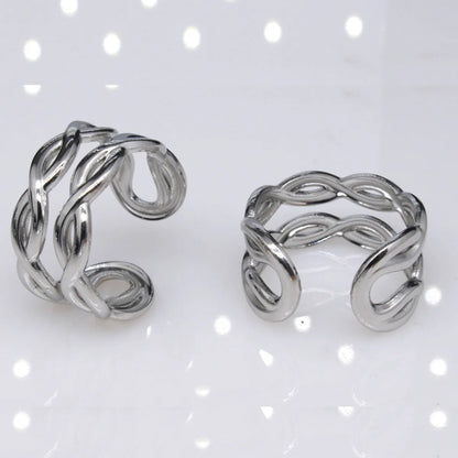 Retro Geometric Eye Solid Color Titanium Steel Plating Rings 1 Piece