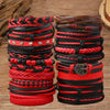 Retro Geometric Fivepointed Star Life Tree Multilayer Zinc Alloy Leather Handwoven Unisex Bracelet