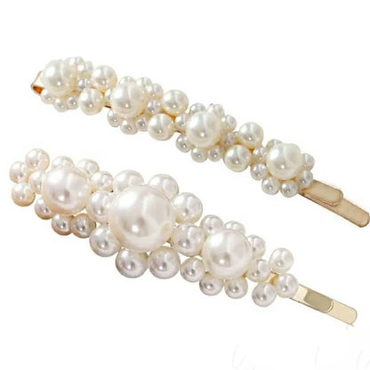 Retro Geometric Flower Imitation Pearl Alloy Hair Clip