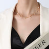 Retro Geometric Freshwater Pearl Necklace For Women In Titanium Steel With Gold Electroplated Simple Natural Style