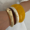 Retro Geometric Glossy Resin And Acrylic Wide Bracelet With Electroplating