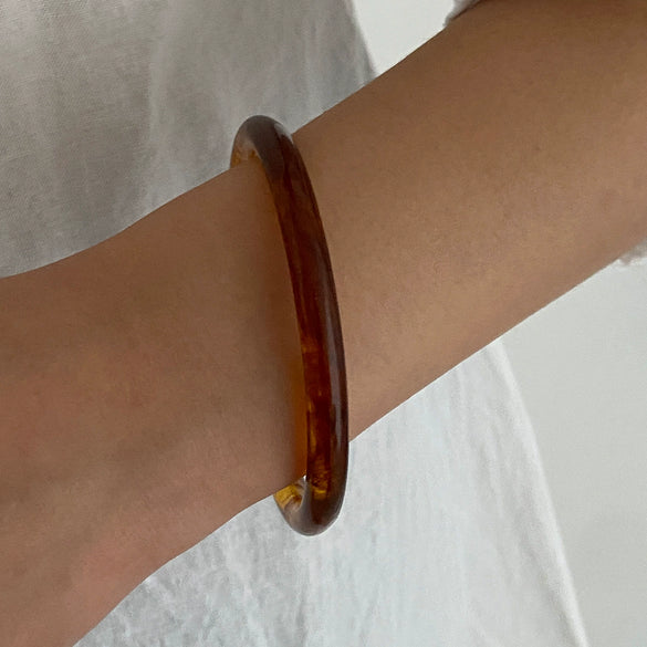 Retro Geometric Glossy Resin And Acrylic Wide Bracelet With Electroplating