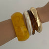 Retro Geometric Glossy Resin And Acrylic Wide Bracelet With Electroplating