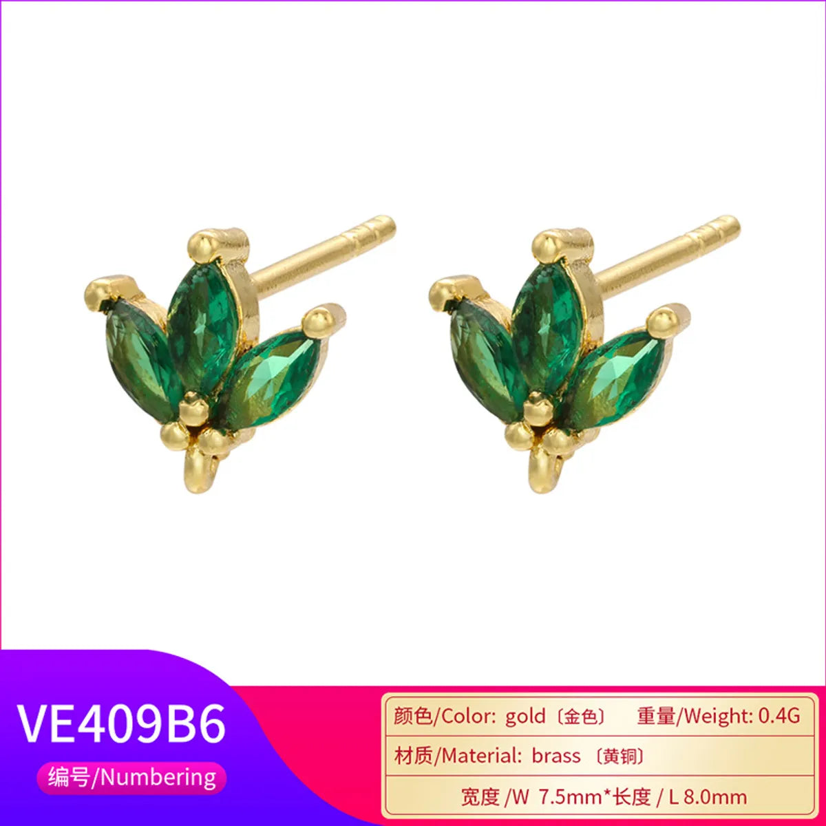 Retro Geometric Green Gemstones Diamond Copper Earrings Wholesale Gooddiy