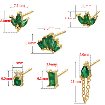 Retro Geometric Green Gemstones Diamond Copper Earrings Wholesale Gooddiy