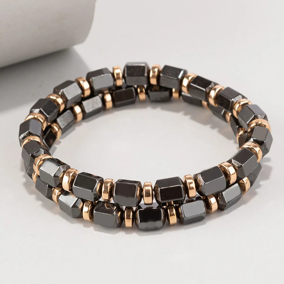 Retro Geometric Haematite Beaded Bracelets