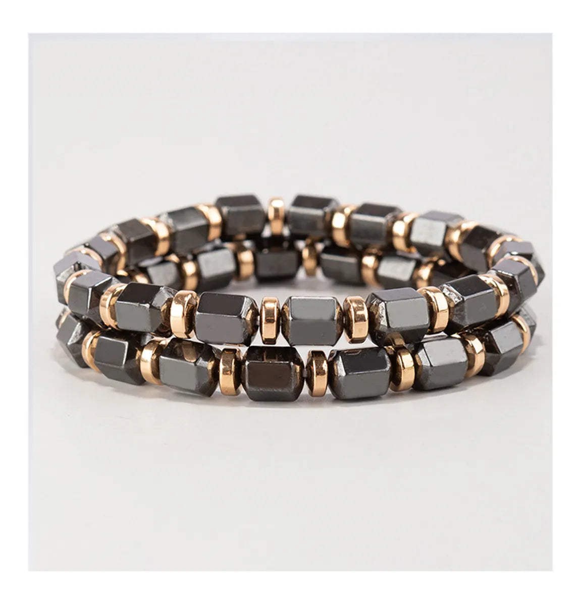 Retro Geometric Haematite Beaded Bracelets