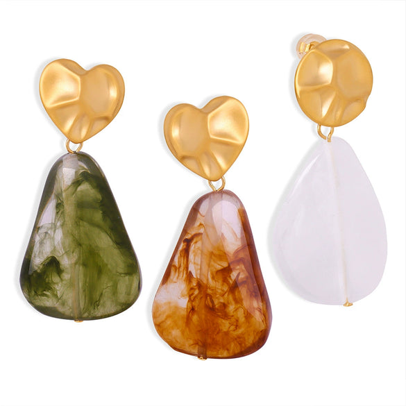 Retro Geometric Handmade Resin And Plastic Women's Ear Stud Pendant Earrings Jewelry